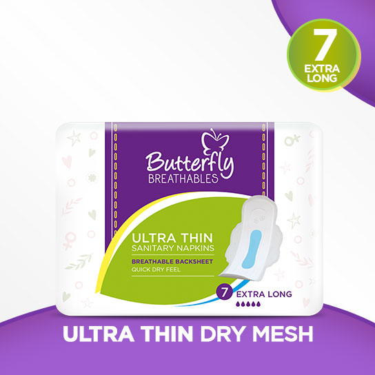 Butterfly Breathables Ultra Thin Dry Mesh Sanitary Pads, Extra Large