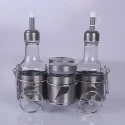 Vinigar Bottle Set Stainless Steel Heavy Glass
